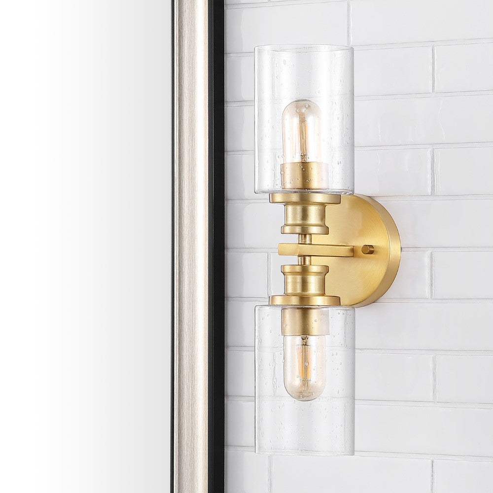 Spencer Edison 16.5" Cylinder Iron/Seeded Glass Farmhouse Contemporary LED Wall Sconce