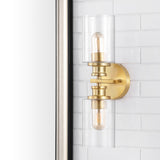 Spencer Edison 16.5" Cylinder Iron/Seeded Glass Farmhouse Contemporary LED Wall Sconce