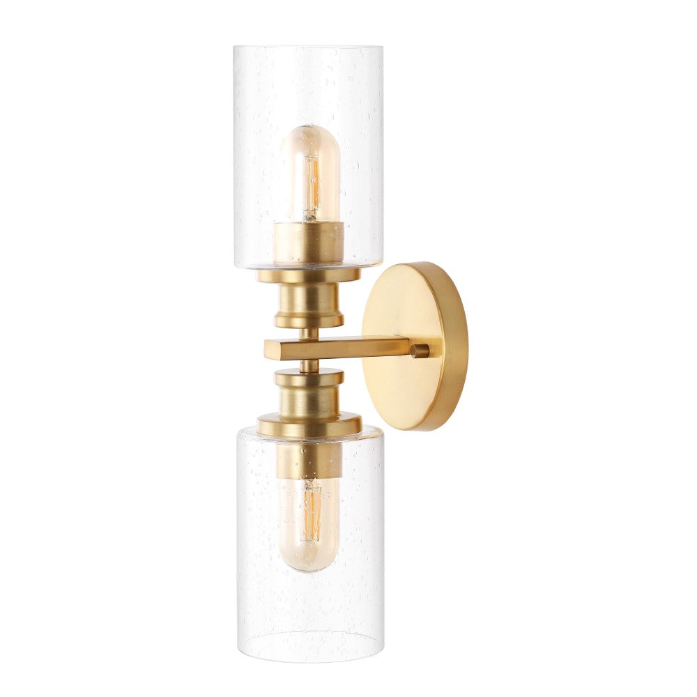 Spencer Edison 16.5" Cylinder Iron/Seeded Glass Farmhouse Contemporary LED Wall Sconce