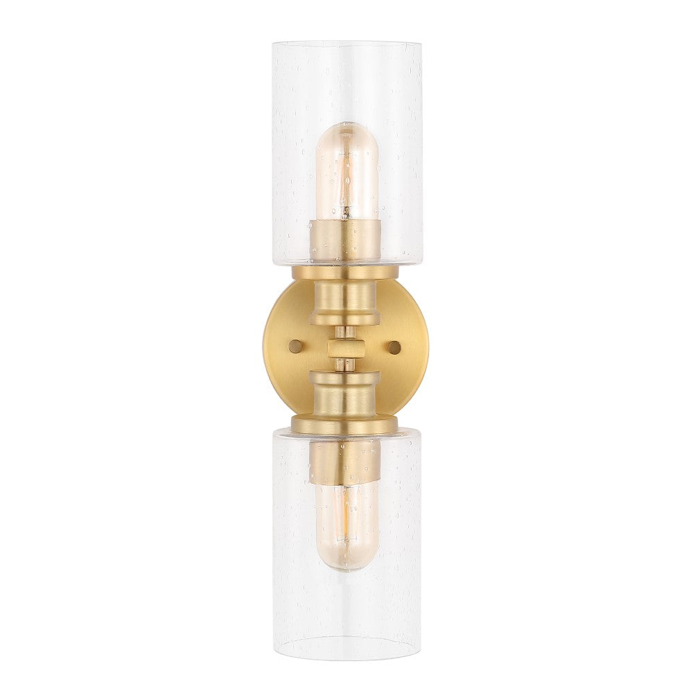 Spencer Edison 16.5" Cylinder Iron/Seeded Glass Farmhouse Contemporary LED Wall Sconce