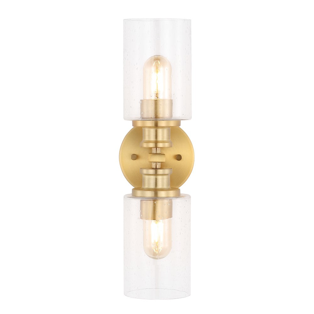Spencer Edison 16.5" Cylinder Iron/Seeded Glass Farmhouse Contemporary LED Wall Sconce