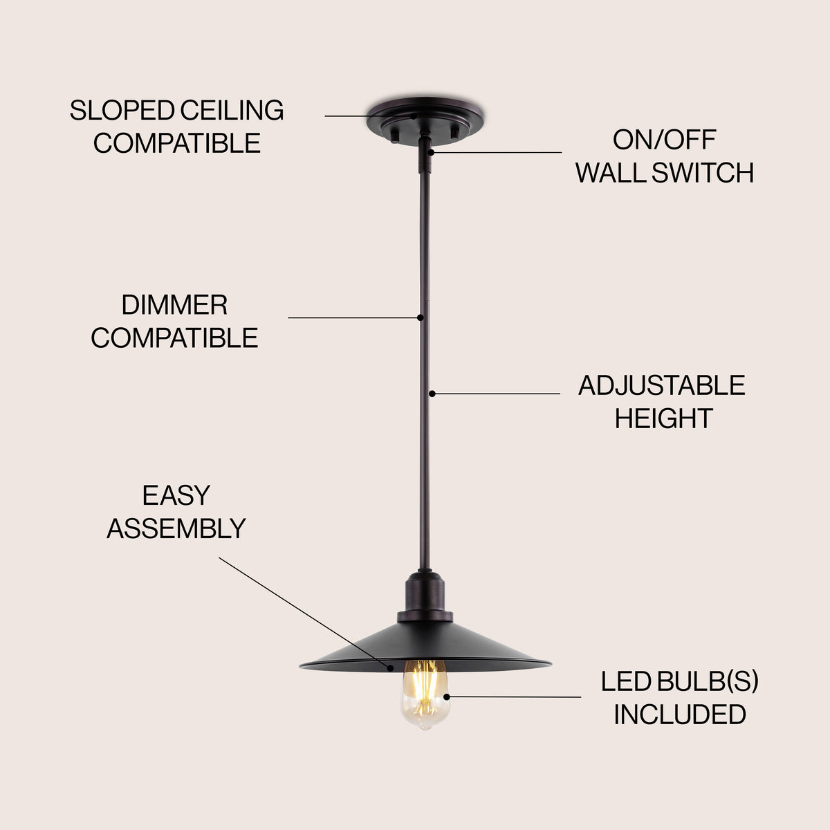 Mccarthy 34.25" Metal Farmhouse Industrial LED Pendant