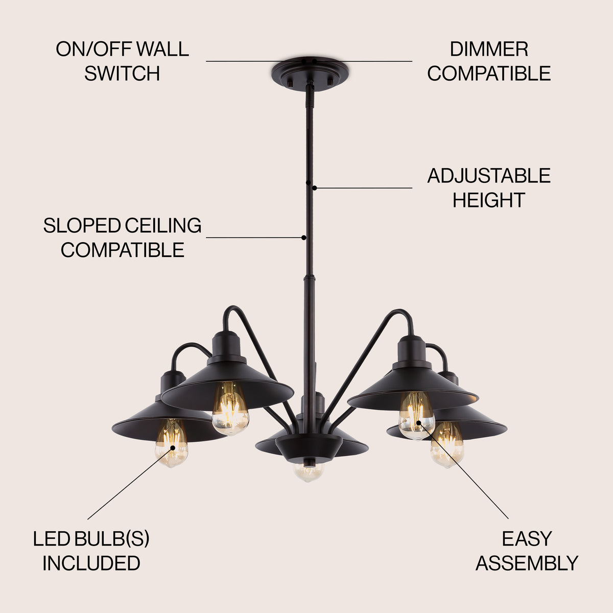 Mccarthy 34.25" Metal Farmhouse Industrial LED Pendant