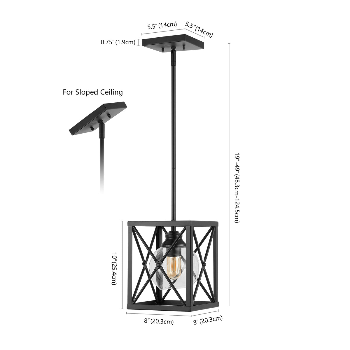 Darwin 8" Industrial Farmhouse Iron/Glass LED Pendant