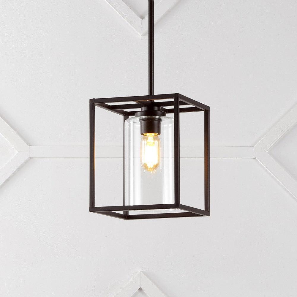 Pagoda 8.13" Industrial Farmhouse Iron/Glass LED Pendant