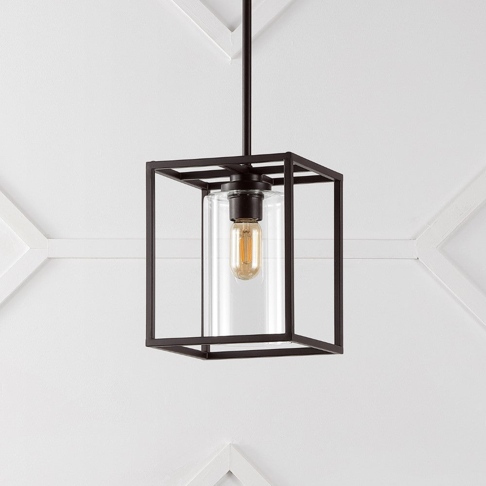 Pagoda 8.13" Industrial Farmhouse Iron/Glass LED Pendant