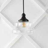 Meyer 14" Bohemian Farmhouse Iron/Glass LED Pendant