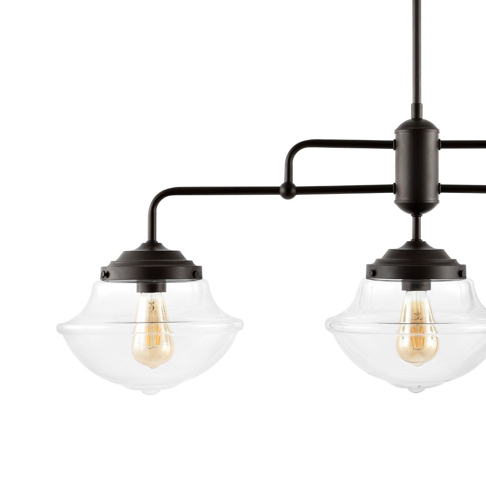 Calvin Contemporary 37.5" Industrial Farmhouse Rustic Iron/Glass Linear LED Pendant