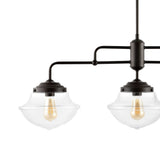 Calvin Contemporary 37.5" Industrial Farmhouse Rustic Iron/Glass Linear LED Pendant