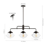 Calvin Contemporary 37.5" Industrial Farmhouse Rustic Iron/Glass Linear LED Pendant