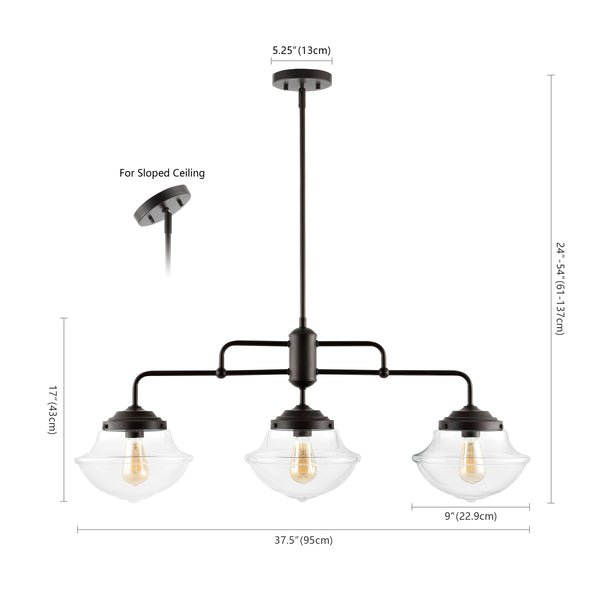 Dimension Image Oil Rubbed Bronze/Clear / 3 Light