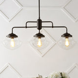 Calvin Contemporary 37.5" Industrial Farmhouse Rustic Iron/Glass Linear LED Pendant