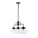 Calvin Contemporary 37.5" Industrial Farmhouse Rustic Iron/Glass Linear LED Pendant