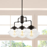 Calvin Contemporary 37.5" Industrial Farmhouse Rustic Iron/Glass Linear LED Pendant