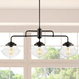 Calvin Contemporary 37.5" Industrial Farmhouse Rustic Iron/Glass Linear LED Pendant