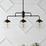 Calvin Contemporary 37.5" Industrial Farmhouse Rustic Iron/Glass Linear LED Pendant