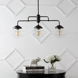 Calvin Contemporary 37.5" Industrial Farmhouse Rustic Iron/Glass Linear LED Pendant