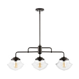 Calvin Contemporary 37.5" Industrial Farmhouse Rustic Iron/Glass Linear LED Pendant