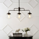Calvin Contemporary 37.5" Industrial Farmhouse Rustic Iron/Glass Linear LED Pendant