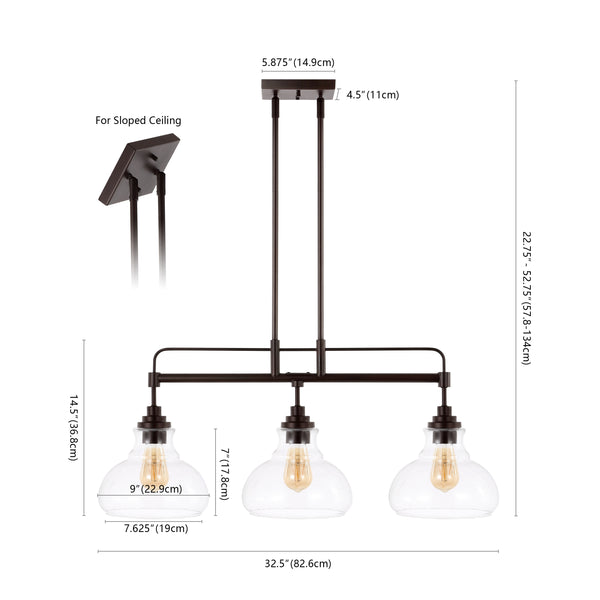 Dimension Image Oil Rubbed Bronze/Clear / 3 Light