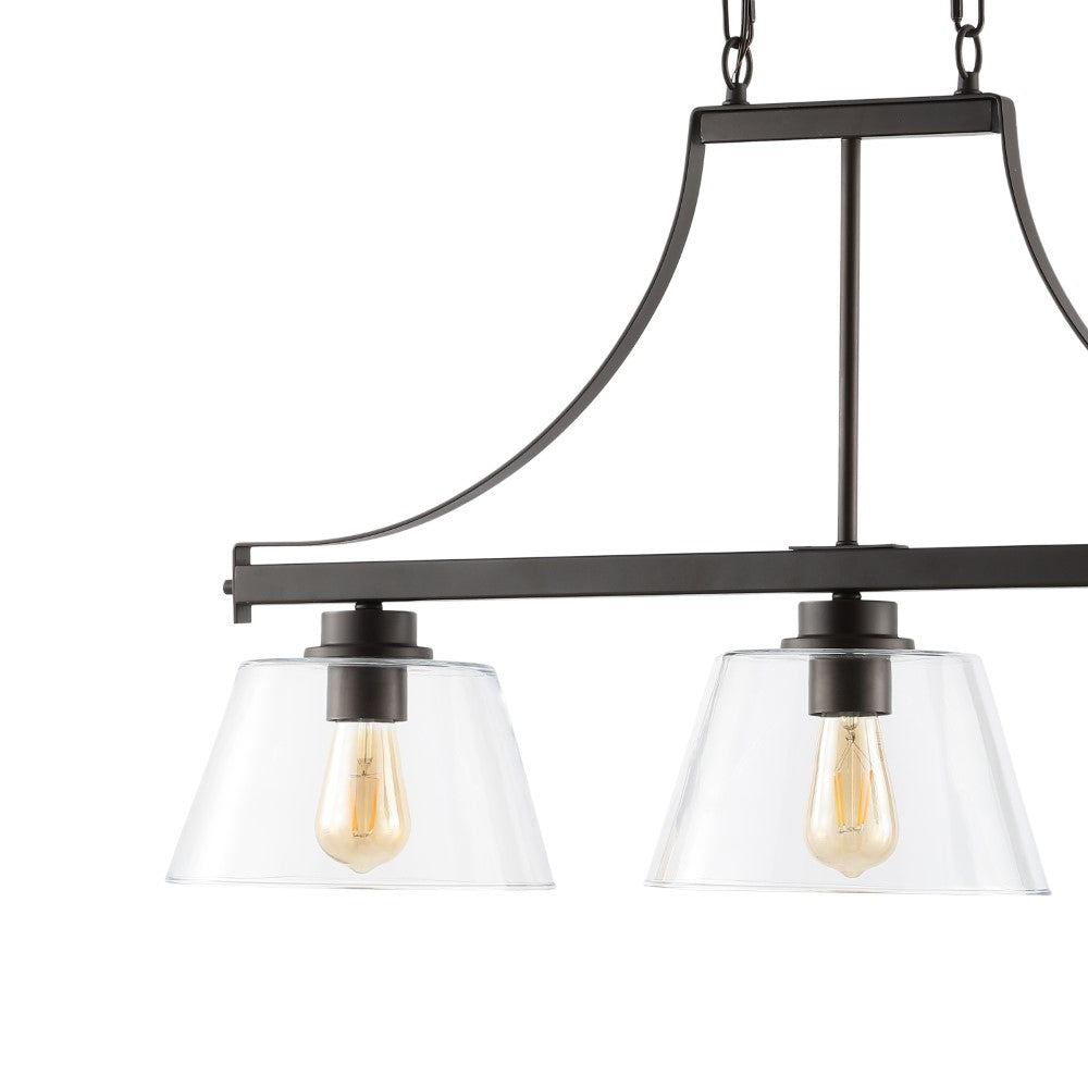 Rick 36" Industrial Farmhouse Iron/Glass Linear LED Pendant