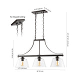 Rick 36" Industrial Farmhouse Iron/Glass Linear LED Pendant