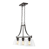 Rick 36" Industrial Farmhouse Iron/Glass Linear LED Pendant