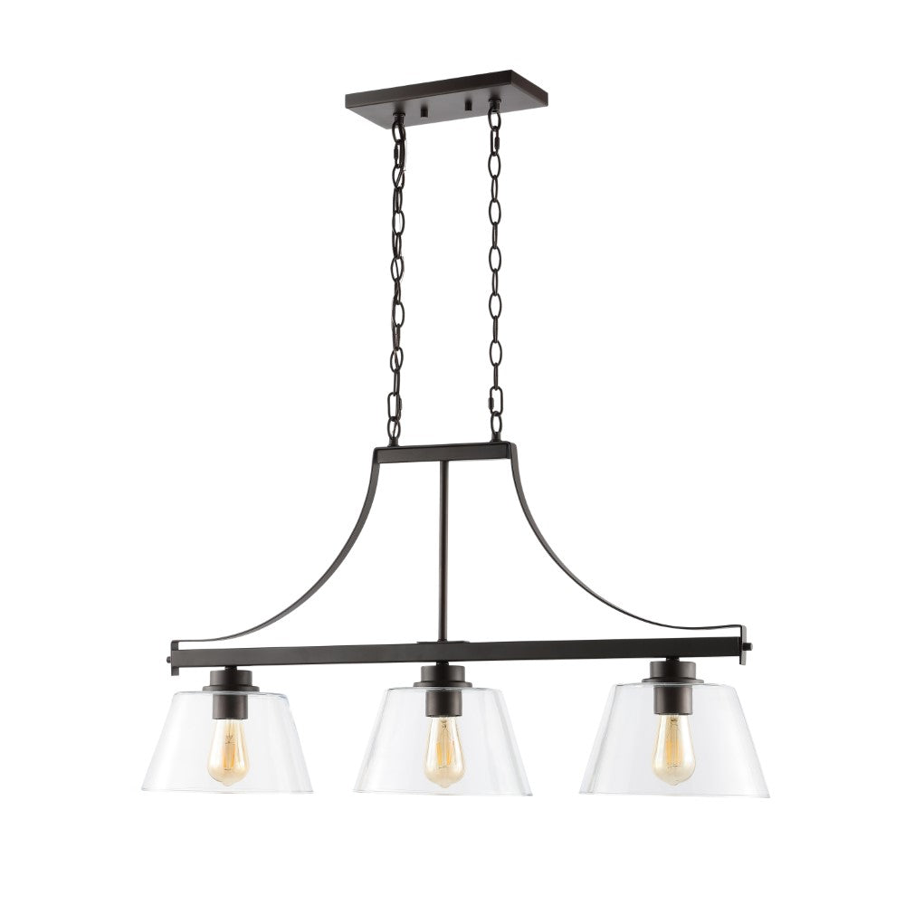 Rick 36" Industrial Farmhouse Iron/Glass Linear LED Pendant