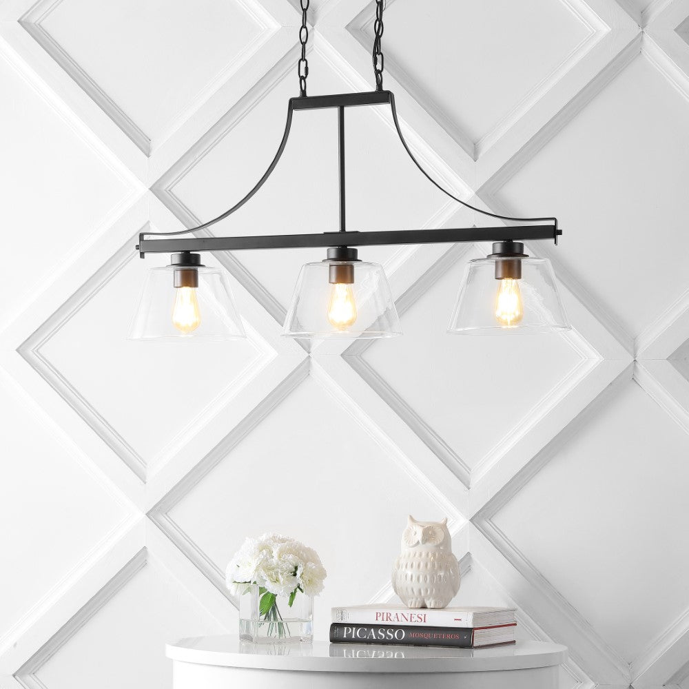 Rick 36" Industrial Farmhouse Iron/Glass Linear LED Pendant