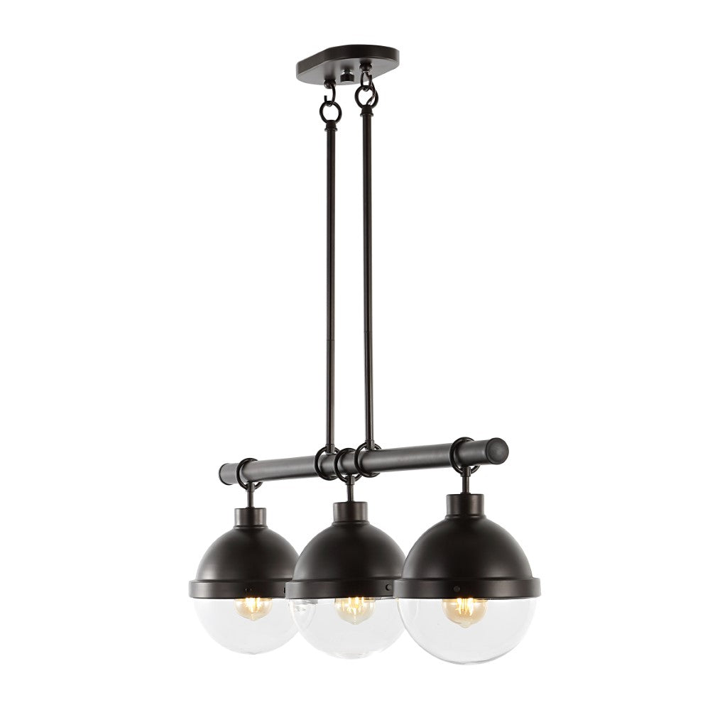 Asher 33" Industrial Farmhouse Iron/Glass Linear LED Pendant