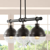 Asher 33" Industrial Farmhouse Iron/Glass Linear LED Pendant