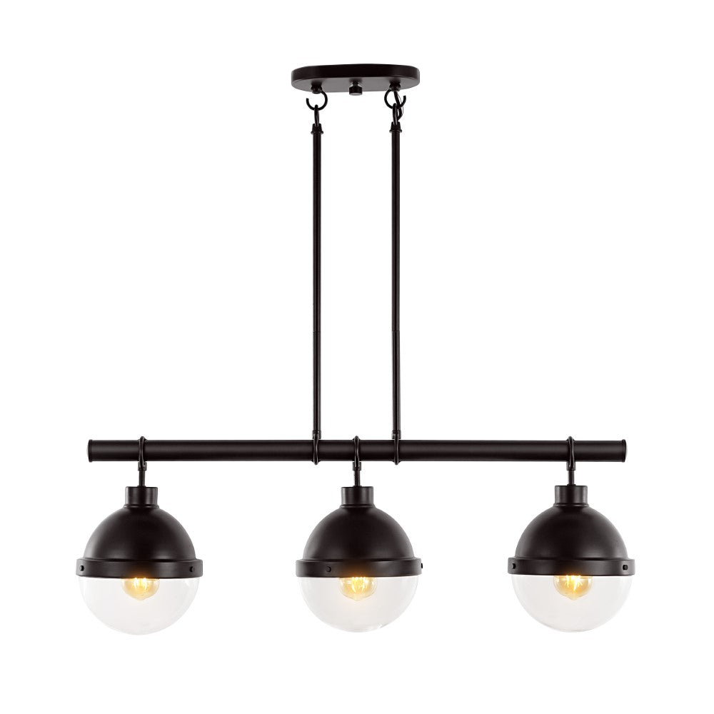 Asher 33" Industrial Farmhouse Iron/Glass Linear LED Pendant