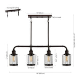 Pathson 34" Farmhouse Industrial Iron/Glass Linear LED Pendant