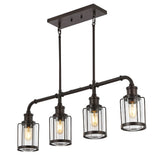 Pathson 34" Farmhouse Industrial Iron/Glass Linear LED Pendant