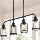 Pathson 34" Farmhouse Industrial Iron/Glass Linear LED Pendant