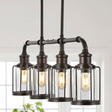 Pathson 34" Farmhouse Industrial Iron/Glass Linear LED Pendant
