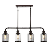 Pathson 34" Farmhouse Industrial Iron/Glass Linear LED Pendant