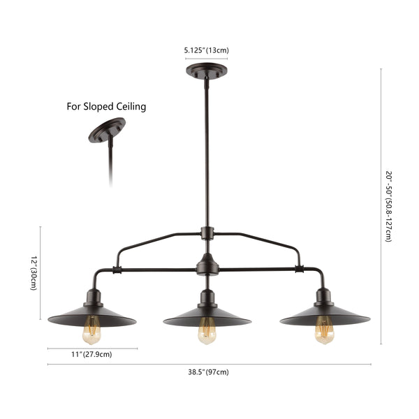 Dimension Image Oil Rubbed Bronze/Clear / 3 Light