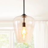 Solid 11.25" Industrial Farmhouse Iron/Glass LED Pendant