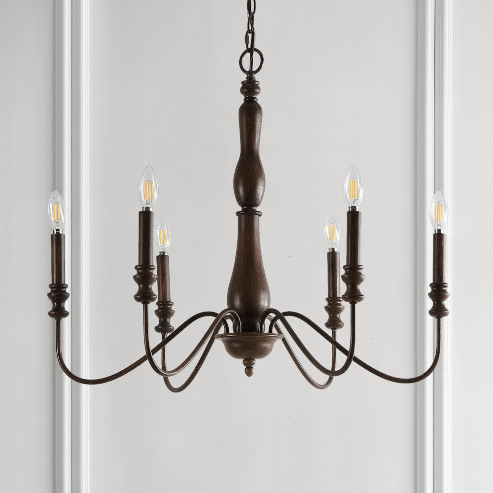 Lacey 29" Rustic Midcentury Iron LED Chandelier