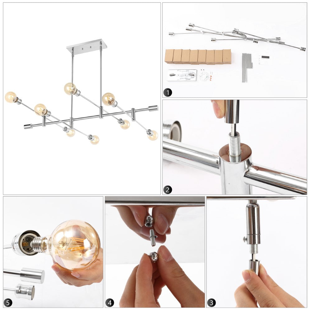 Diya 36" Modern Vintage Iron Arm-Adjustable LED Chandelier