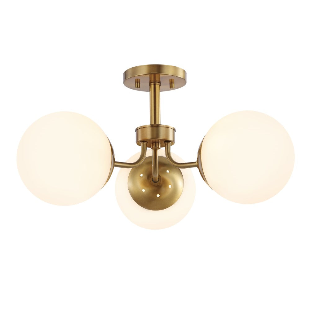 Geo 23.5" 3-Light Bohemian Farmhouse Iron/Frosted Glass LED Semi Flush Mount