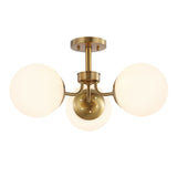 Geo 23.5" 3-Light Bohemian Farmhouse Iron/Frosted Glass LED Semi Flush Mount