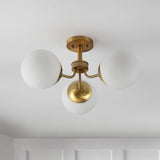 Geo 23.5" 3-Light Bohemian Farmhouse Iron/Frosted Glass LED Semi Flush Mount