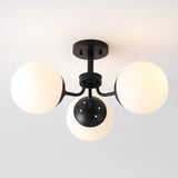 Geo 23.5" 3-Light Bohemian Farmhouse Iron/Frosted Glass LED Semi Flush Mount