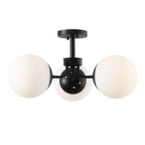 Geo 23.5" 3-Light Bohemian Farmhouse Iron/Frosted Glass LED Semi Flush Mount