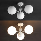 Geo 23.5" 3-Light Bohemian Farmhouse Iron/Frosted Glass LED Semi Flush Mount