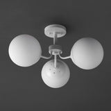 Geo 23.5" 3-Light Bohemian Farmhouse Iron/Frosted Glass LED Semi Flush Mount