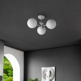 Geo 23.5" 3-Light Bohemian Farmhouse Iron/Frosted Glass LED Semi Flush Mount