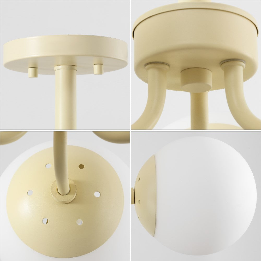 Geo 23.5" 3-Light Bohemian Farmhouse Iron/Frosted Glass LED Semi Flush Mount